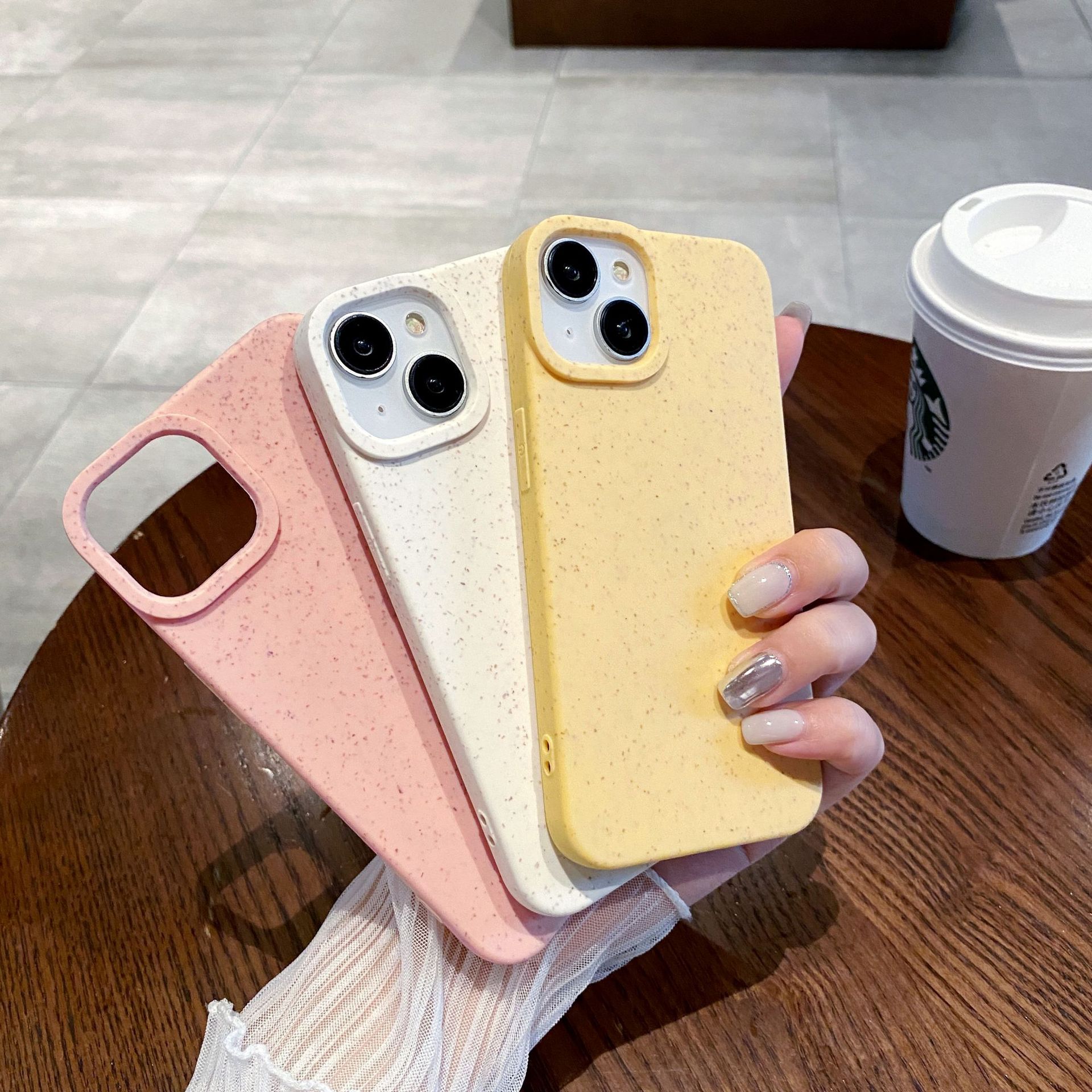 Simple Tpu Protective Case for Iphone 15pro Apple 14 Wheat Straw Frosted Phone Case Soft 13 All-Inclusive