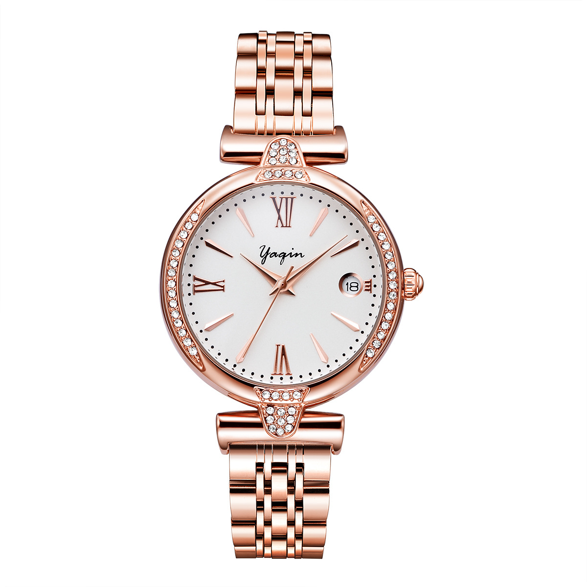 雅琴手表女表实心钢带防水高档品牌时尚防水简约气质女士手表套装