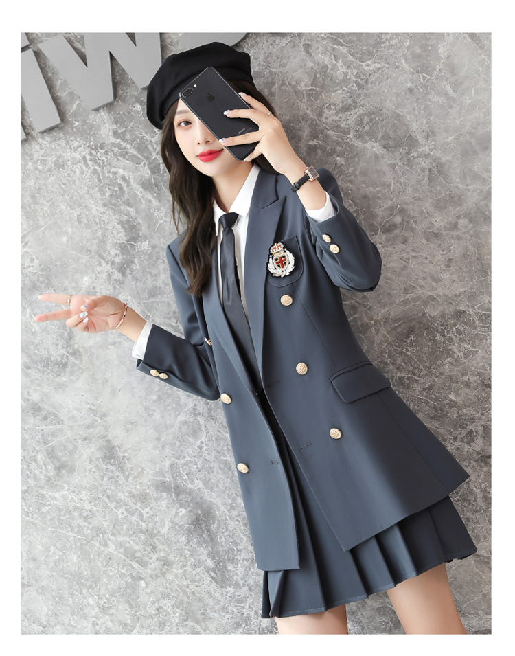 2022春季新款jk制服中长款西装学院风套装职业装幼儿园园服工作服
