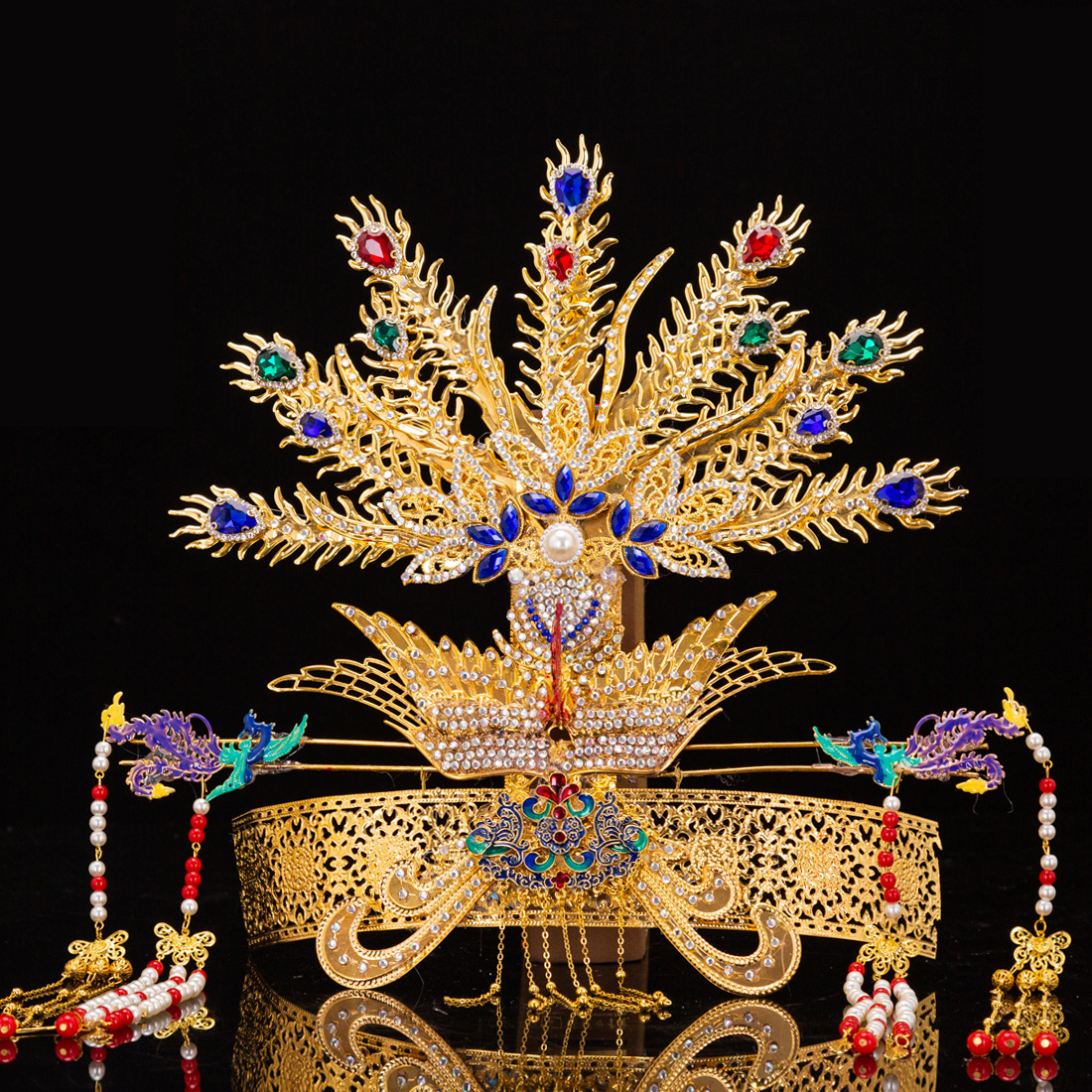 黑老太娘娘凤冠霞帔泰山奶奶观音帽子神明佛像帽神像三凤帽冠头饰