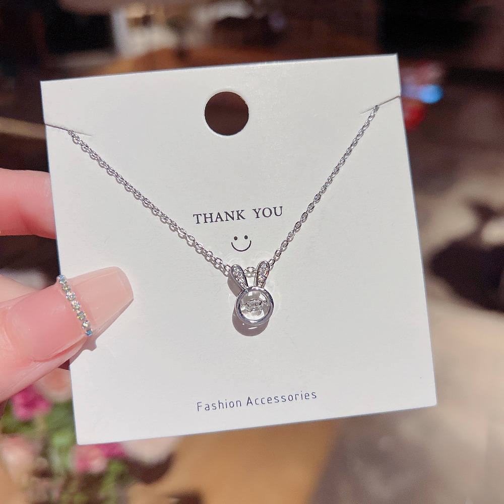 sweet smart bunny cute necklace pendant girl‘s all-match sweater chain clavicle personality niche design gift