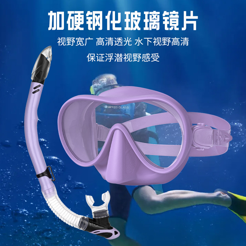 浮潜二宝潜水套装 潜水镜呼吸管套装 全包式面镜全干式呼吸管套装