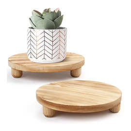 1%圆形花盆托盘仿水泥木架实木简约北欧风格接水底盘底座家用东莞市