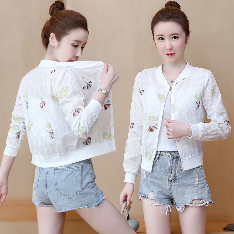 2022夏季女装新款刺绣薄款小外套短款棉质防晒衣女