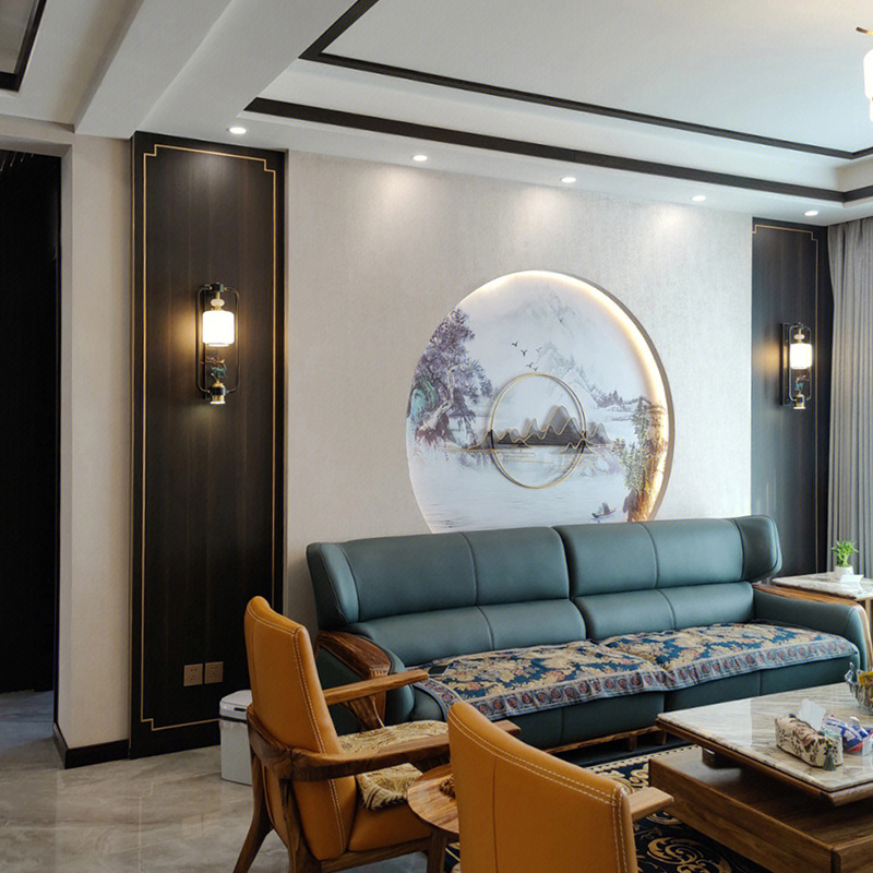 新中式客厅电视背景护墙板装饰板边框沙发墙实木造型卧室集成墙板