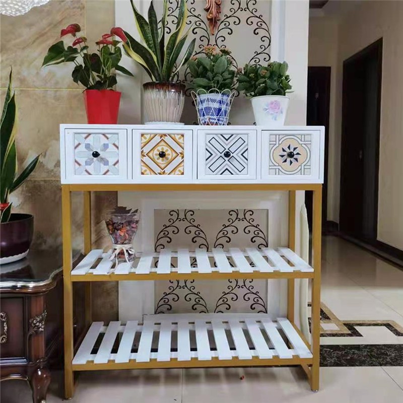 美式花架阳台置物架装饰室内布置木质简约花架子客厅落地式电视柜