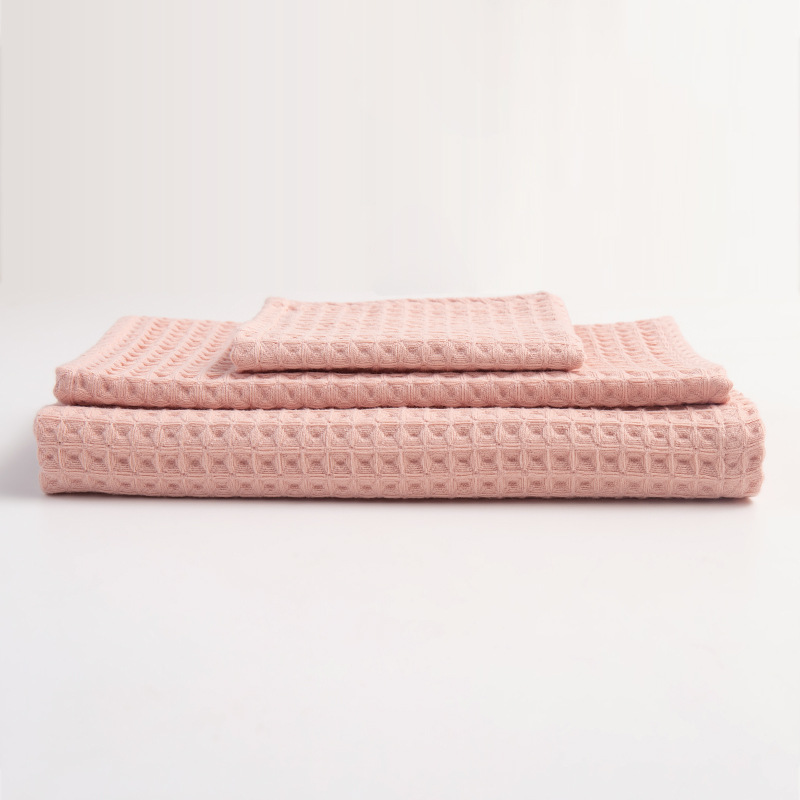 Cotton Double-Layer Waffle Honeycomb Towelette Bath Towel Set Three-Piece Set Gift Box Pure Cotton Absorbent Group Purchase