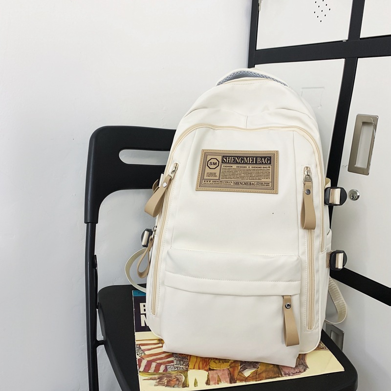 2023 New Trend Backpack Wholesale Large Capacity Mori Style Solid Color Backpack Japanese Style Alphabet Middle School Student Schoolbag