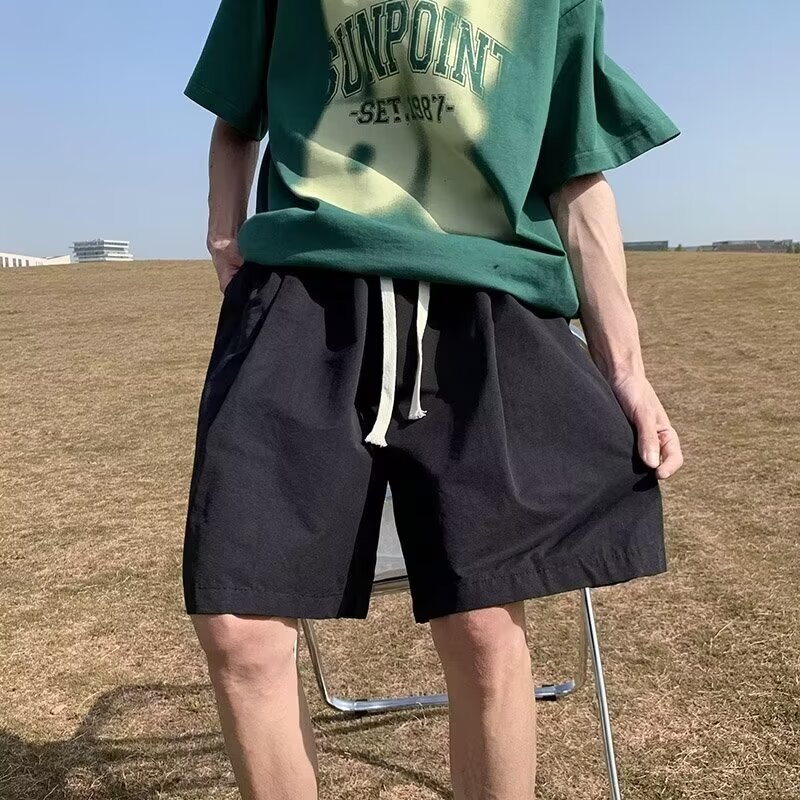 五分短裤男夏季日系薄款宽松直筒纯色休闲潮流cityboy盐系工装裤