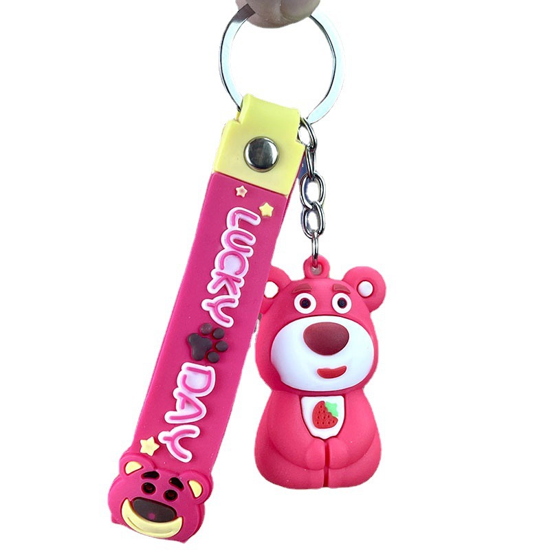 Pvc Strawberry Bear Keychain