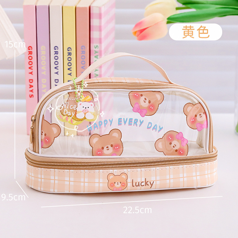 Fresh Student Pencil Case Large Capacity Pencil Case Double Layer Girl Heart Storage Middle School Student Stationery Box Pencil Box Upper and Lower Layer