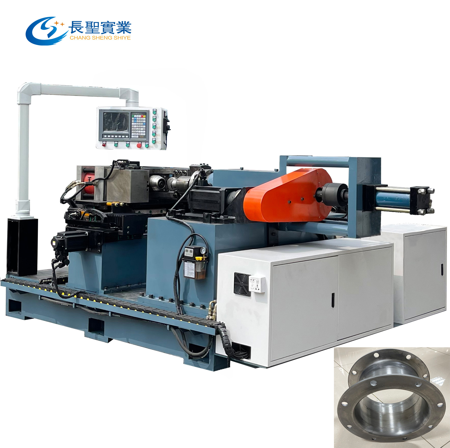 8mm不锈钢旋翻冲一体机 圆筒自动翻边机 数控旋压机