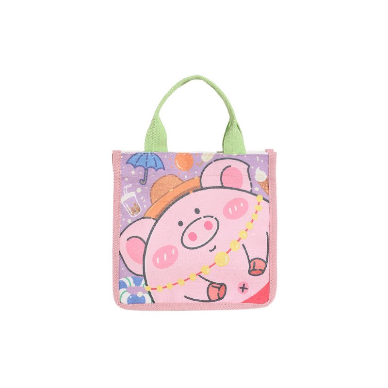 Cute Cartoon Portable Small Square Bag 2023 New Popular One Shoulder Bag Mom Bag Lunch Bag Student Cram School Bag