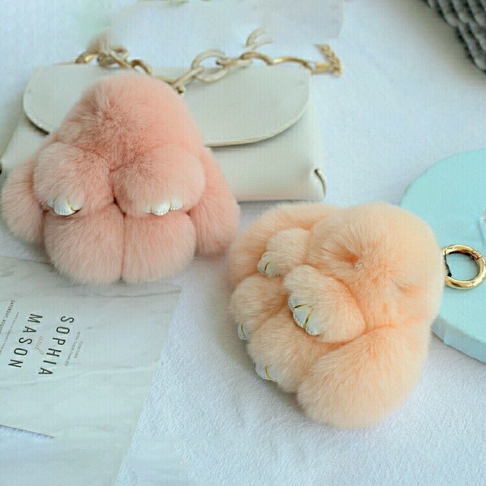 Jonstew Pendant Real Fur Diy Ornament Plush Bunny Keychain Bag Accessories Prize Claw Doll Wholesale