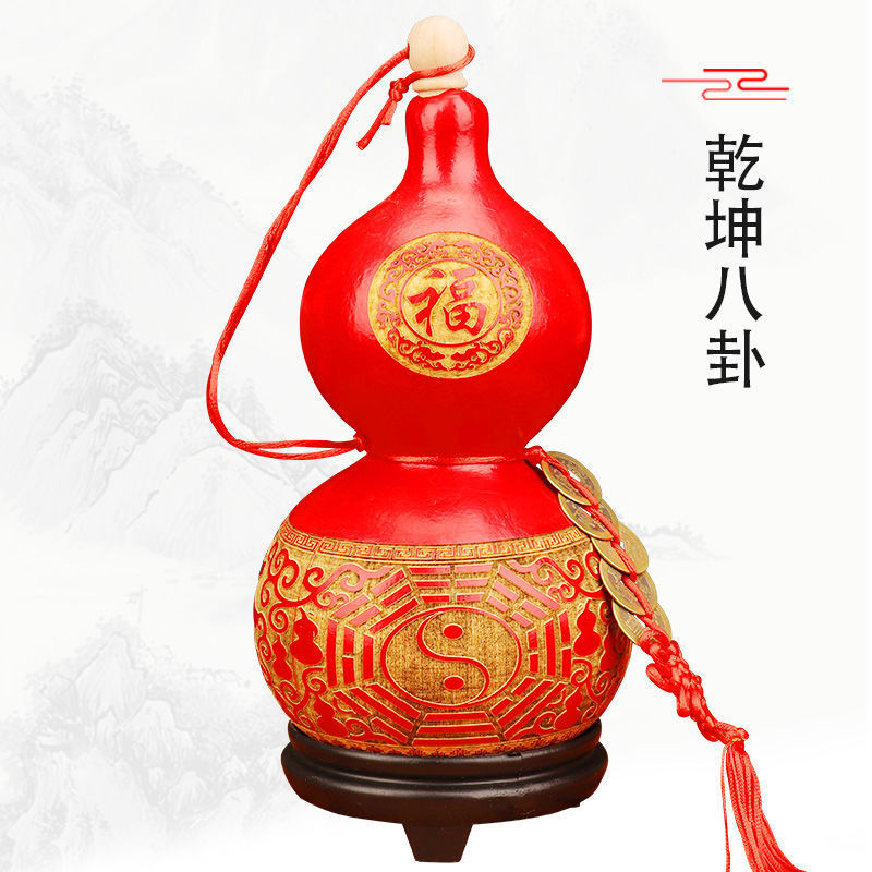 天然风水五帝钱朱砂红葫芦葫芦挂件化解对对窗对厕所化煞辟邪