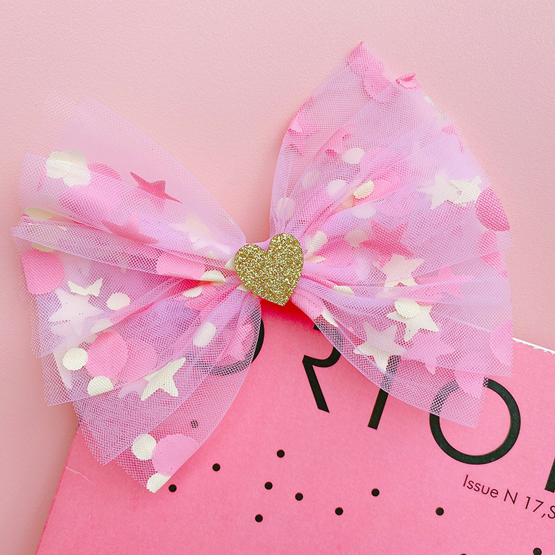 5318 粉色大集合 亮片网纱珍珠蝴蝶结女童甜美可爱发夹鸭嘴夹发饰