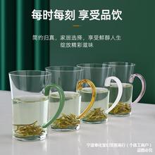 批发批发带把手高硼硅加厚玻璃茶杯 家用彩色透明耐高温喝水杯敞