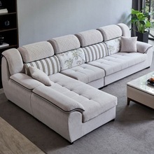 直排布艺沙发套装客厅简约沙发现代小户型客厅乳胶科技布沙发新款