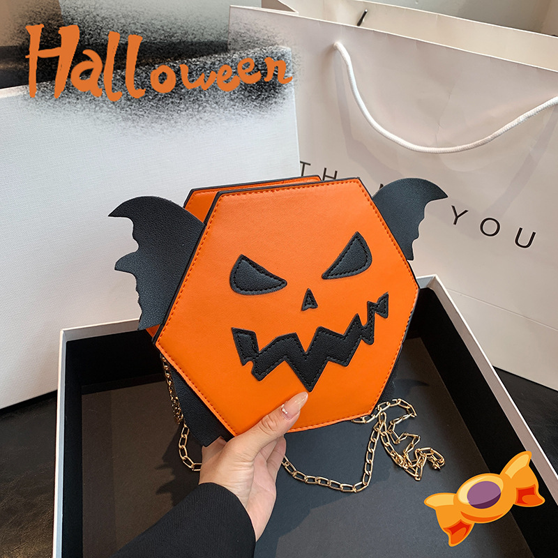 cross-border foreign trade new funny halloween pumpkin women‘s bag fashion messenger bag one-shoulder crossbody chain women‘s bag