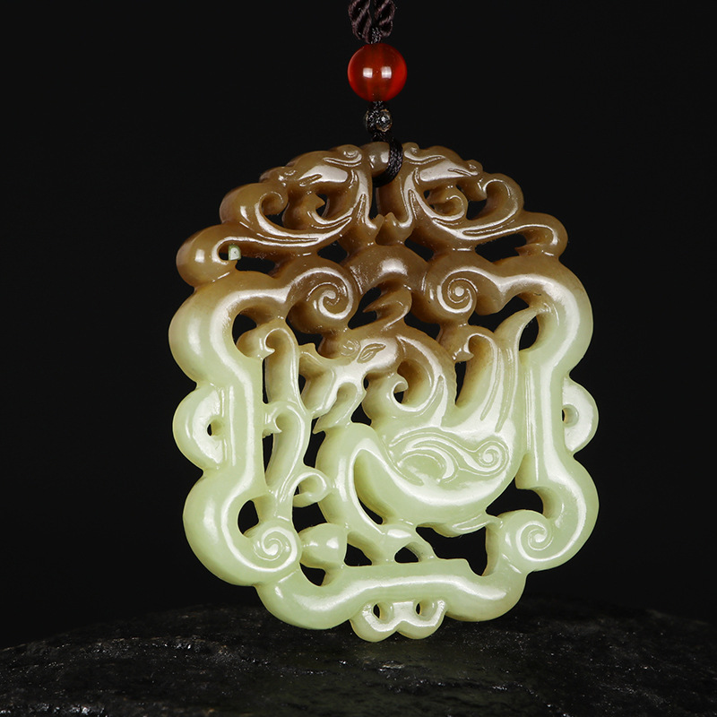 上新【龙凤呈祥】省级玉雕大师苏晓非巧雕和田玉糖白玉吊坠挂件