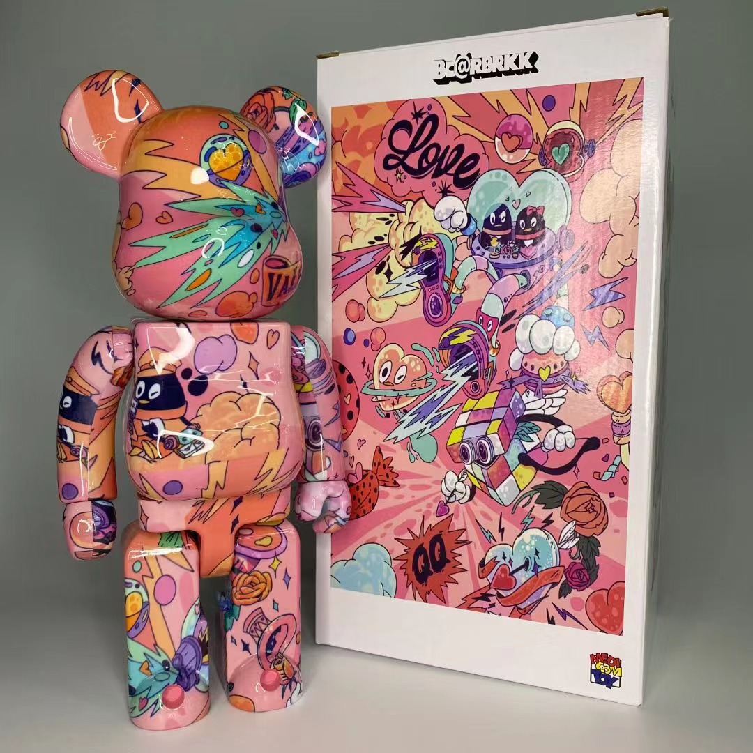 限量联名 bearbrick暴力熊400%qq情人节限定潮流展示玩具公仔