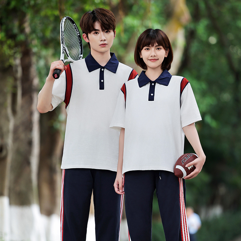 学生班服夏季定制套装韩版宽松学院风初中高中小学生短袖t恤校服