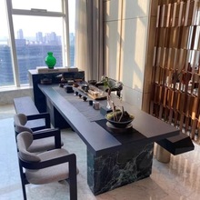 茶台轻奢现代高级感奢石岩板茶桌办公室设计师款新中式茶桌椅组合