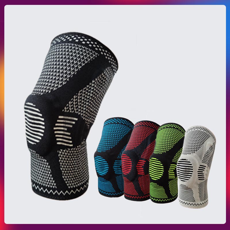 跨境硅胶护膝篮球登山装备跑步外穿运动护膝弹簧支撑足球骑行护具