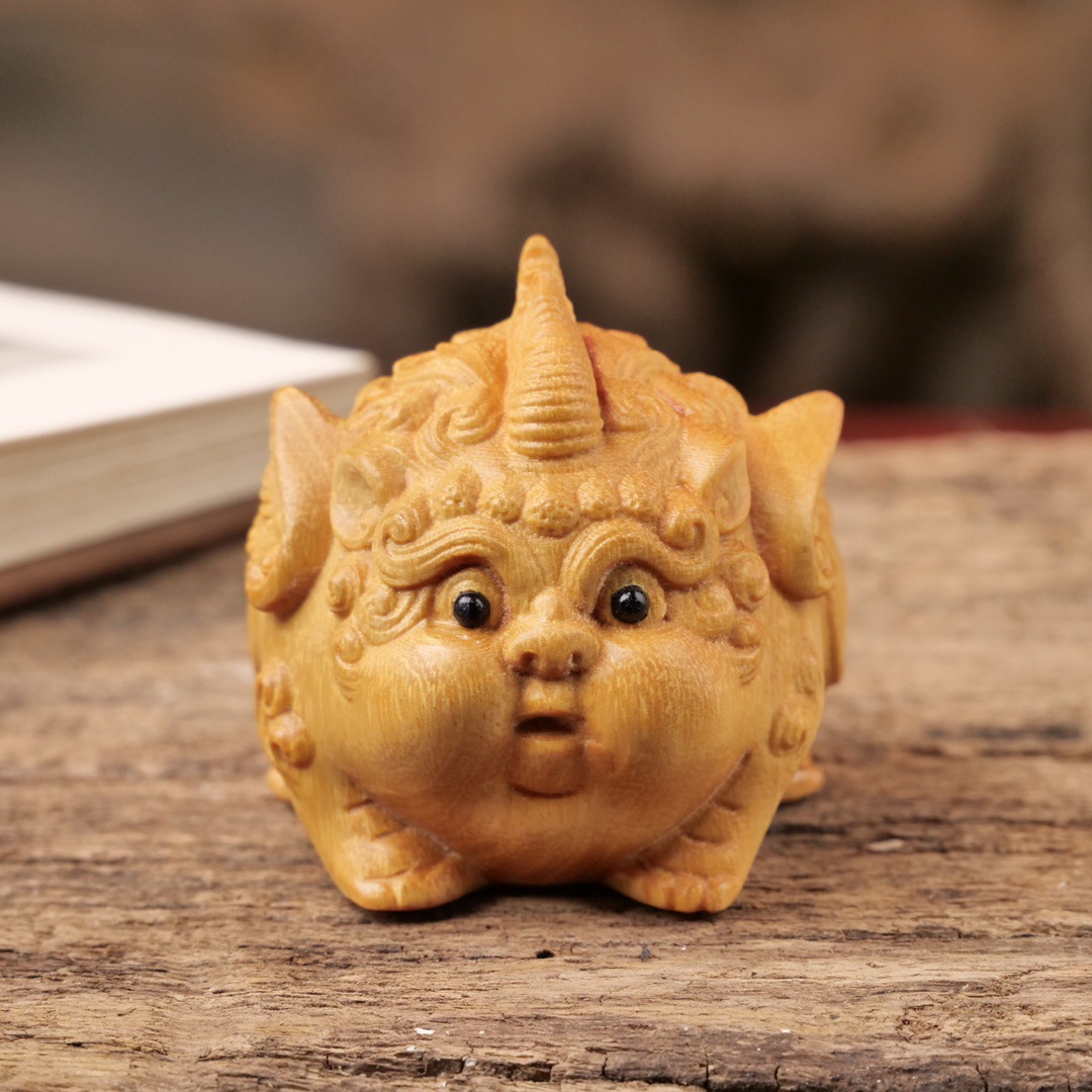黄杨木檀木貔貅手把件木雕家居招财摆件桌面装饰茶宠男士文玩送礼
