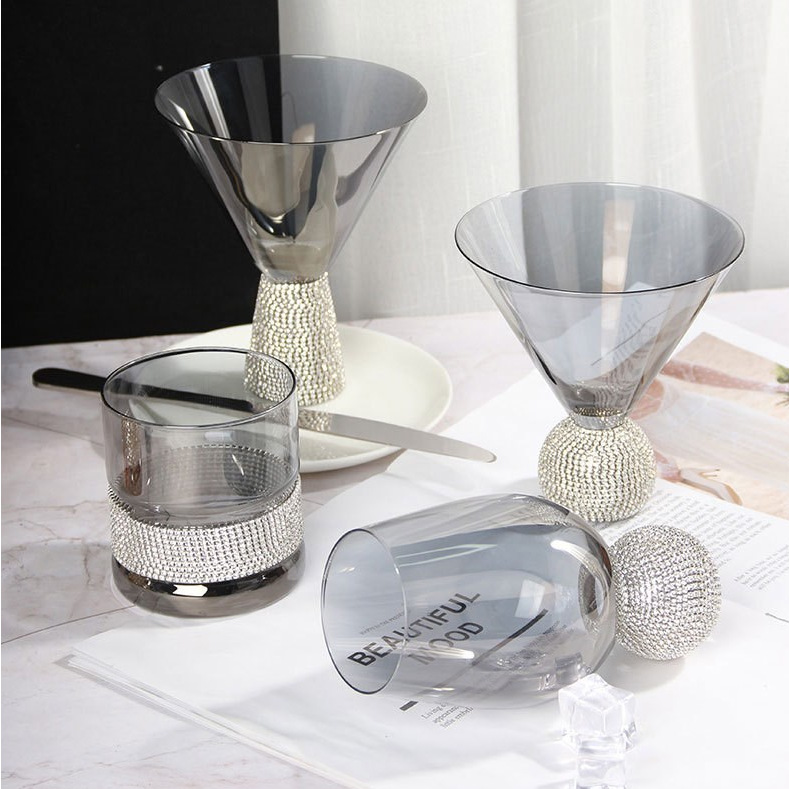 light luxury diamond crystal glass diamond wine glass household ice cream juice cup cocktail cup internet celebrity water cup