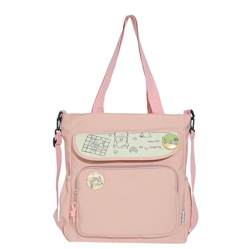 Messenger Bag Female Hand-Carrying Book Tutorial Bag Portable Book Bag Large Capacity Junior High School Student Contrast Color Shoulder Bag