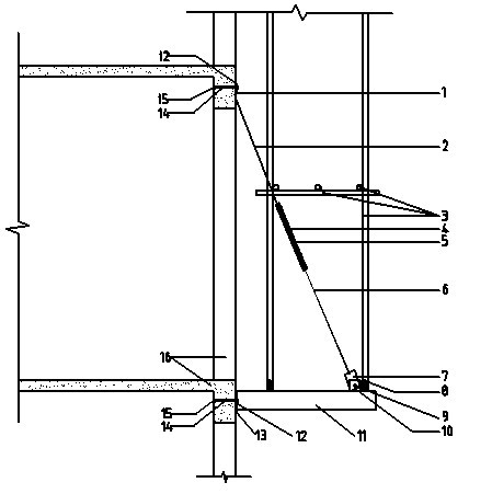 新型工具式外挂可调悬挑架结构示意图7,脚手架防雷接