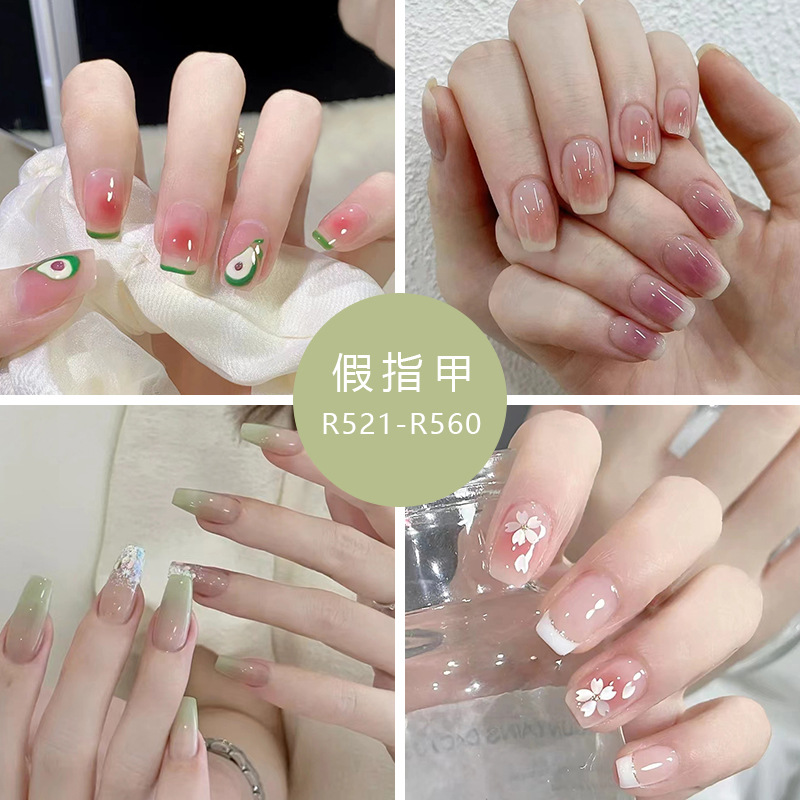 Nail Tip Finished Product Wholesale Wear Armor Summer Sweet Cool Series Ins Style Wear Nail Sticker Nail Sticker Nail Tip Detachable