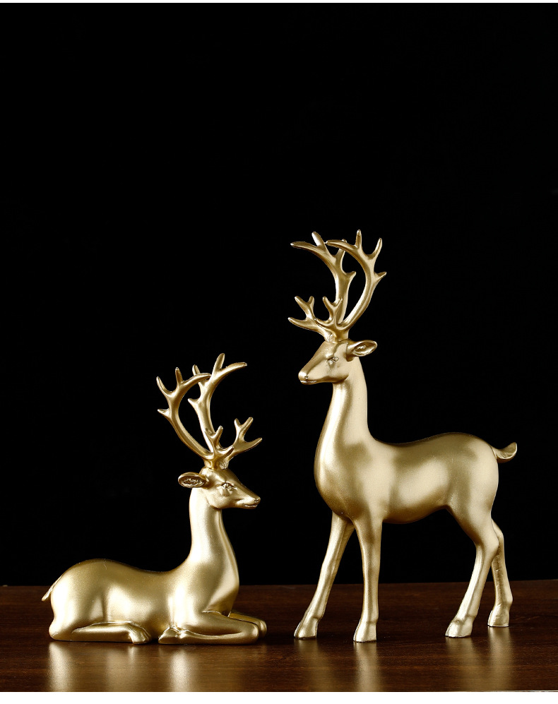 招财鹿摆件现代北欧轻奢风客厅电视柜酒柜家居玄关装饰品乔迁高档