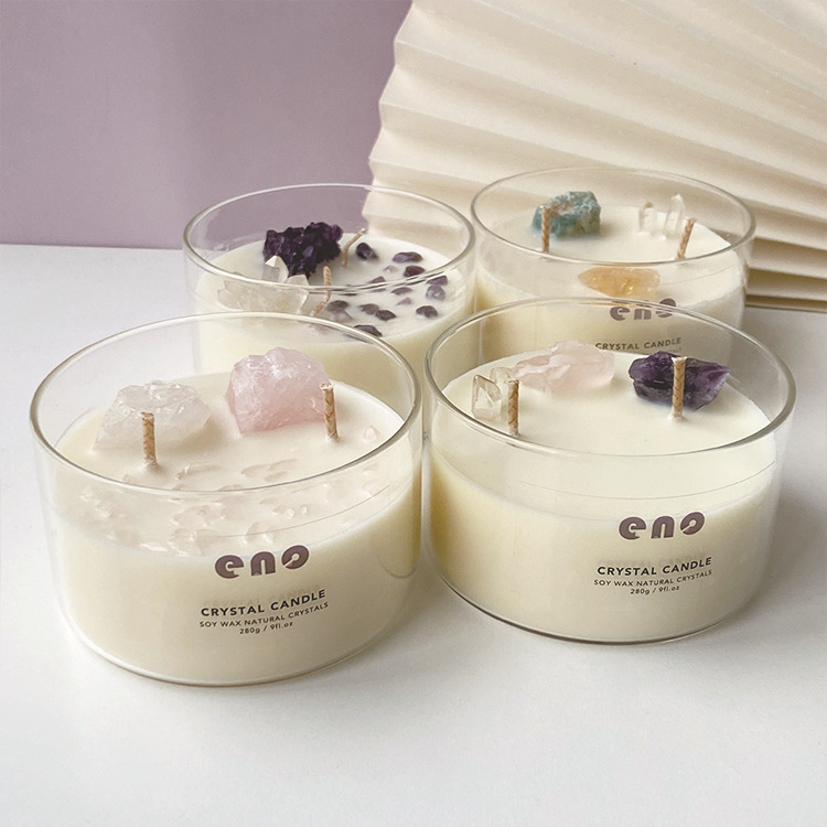 现货水晶石蜡烛大豆蜡蜂蜡香薰香氛蜡烛新款家居装饰蜡烛节日礼物