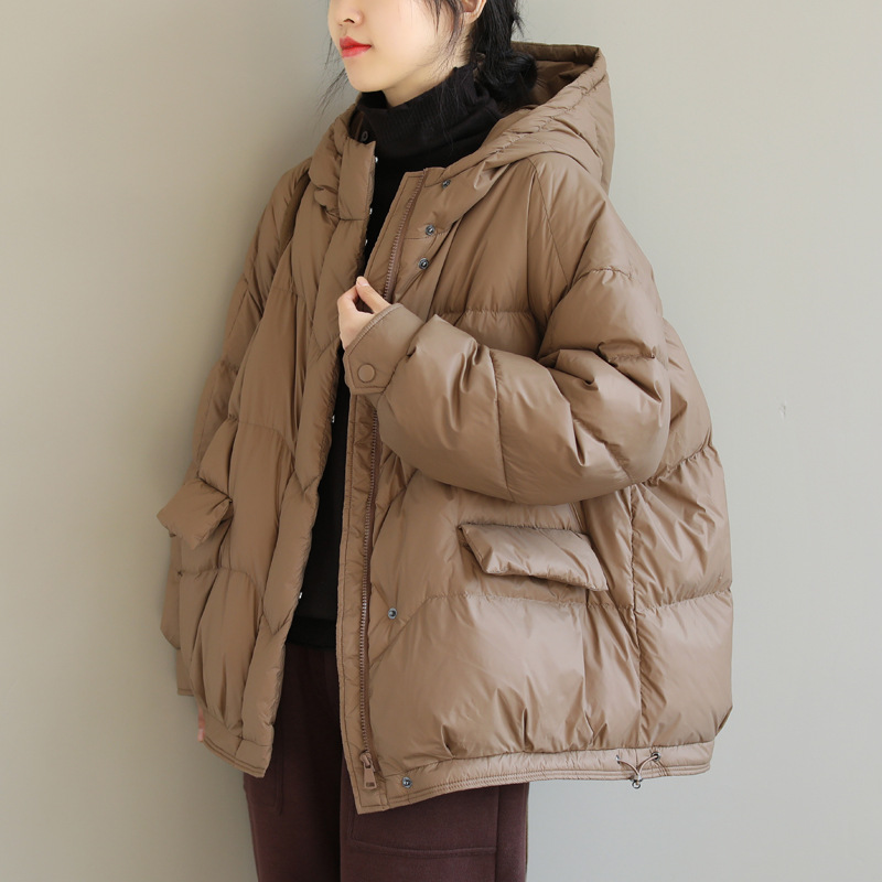 New Winter Clothes Line-Pressing Large Pocket Lightweight Warm White Duck down Hooded down Jacket Bread Coat