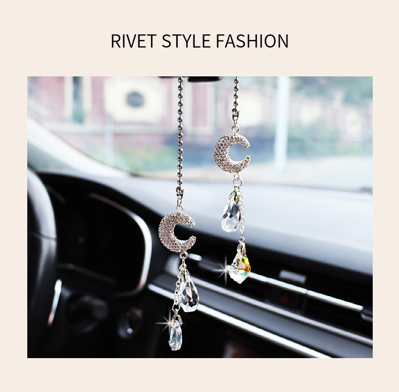 Car Rearview Mirror Pendant, Ceramic Crystal Pendant, Decorative Rhinestone Pendant, Car Crystal Interior Hanging Ornament