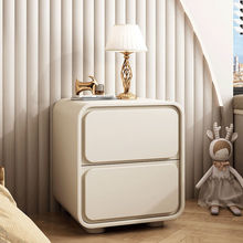 奶油床头柜轻奢高级感实木奶油风卧室小型收纳柜现代简约储物柜子