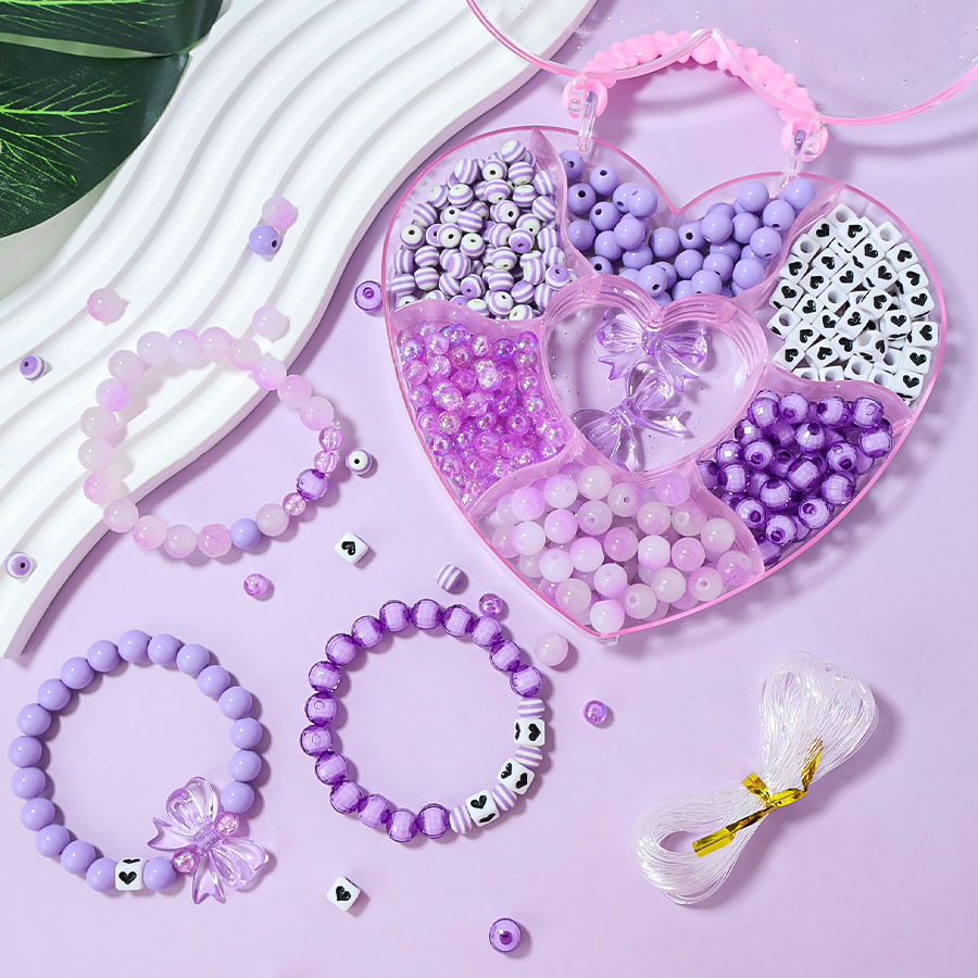 Cross-Border Hot Selling Purple Love Diy Ornament Set Accessories Acrylic Love Storage Box Beading Material Set