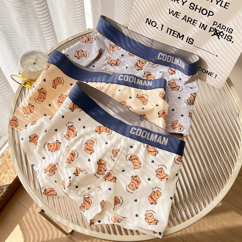 Four Seasons New Soft and Adorable Bear Underwear Breathable Soft Comfortable Boxers Boys Trend Cartoon Boxers