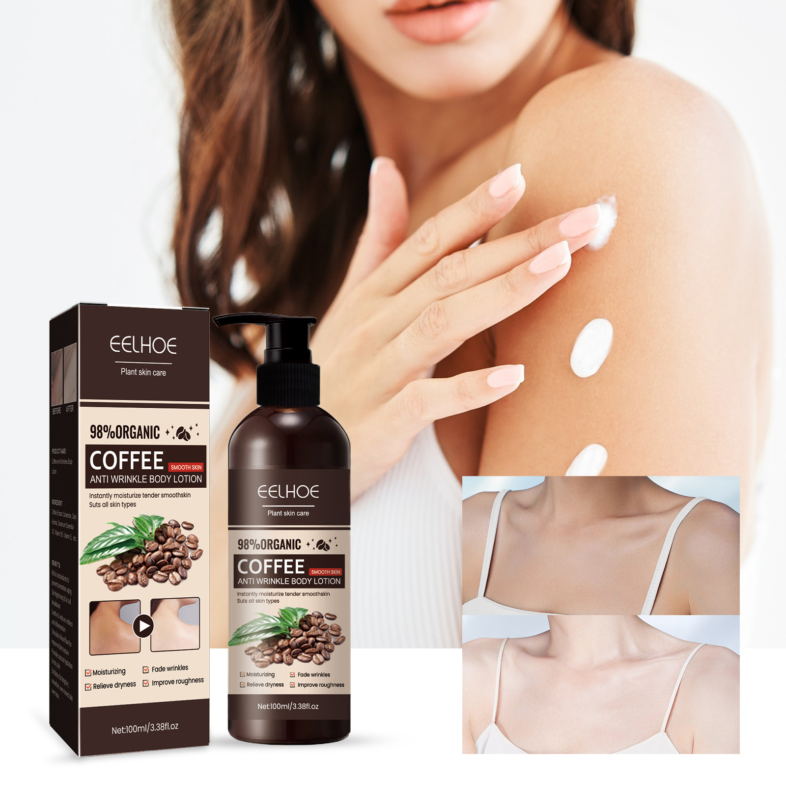 Eelhoe Coffee Anti-Wrinkle Fragrance Body Lotion Refreshing Delicate Brightening Skin Repair Dry Skin Skin Beauty Body Lotion