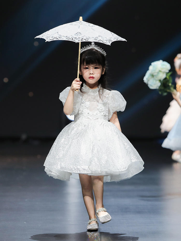 儿童礼服女童公主裙2022花童模特走秀小主持人宝宝生日钢琴演出服