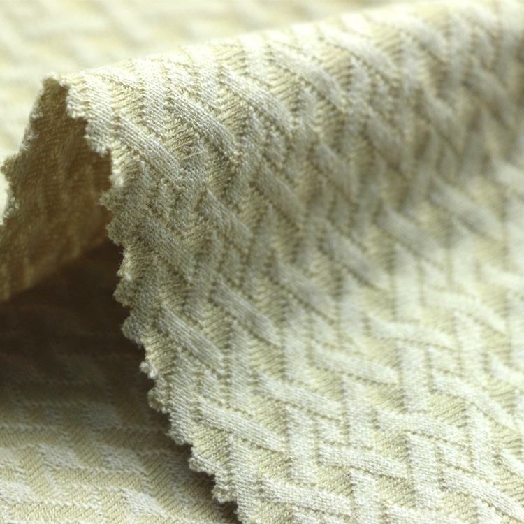 提花移圈氨纶单面布涤包覆氨工字弹力凹凸浮雕移圈提花单面布面料