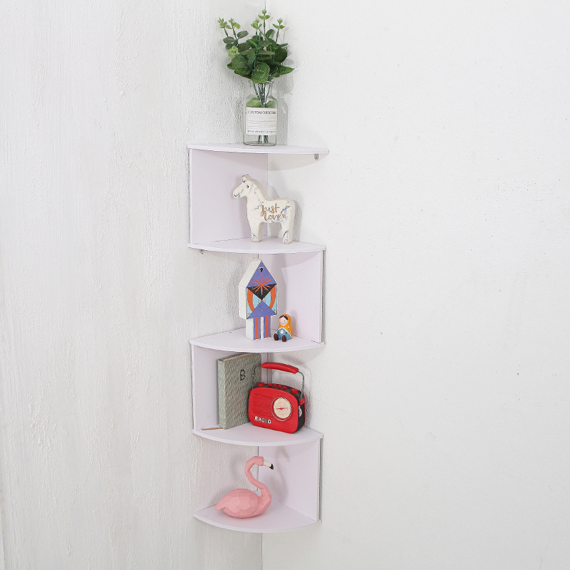 Wall Shelf Creative Home Wall Corner Triangle Shelf Wall Hanging 5-Layer Semicircle Partition Wall Corner Bookshelf