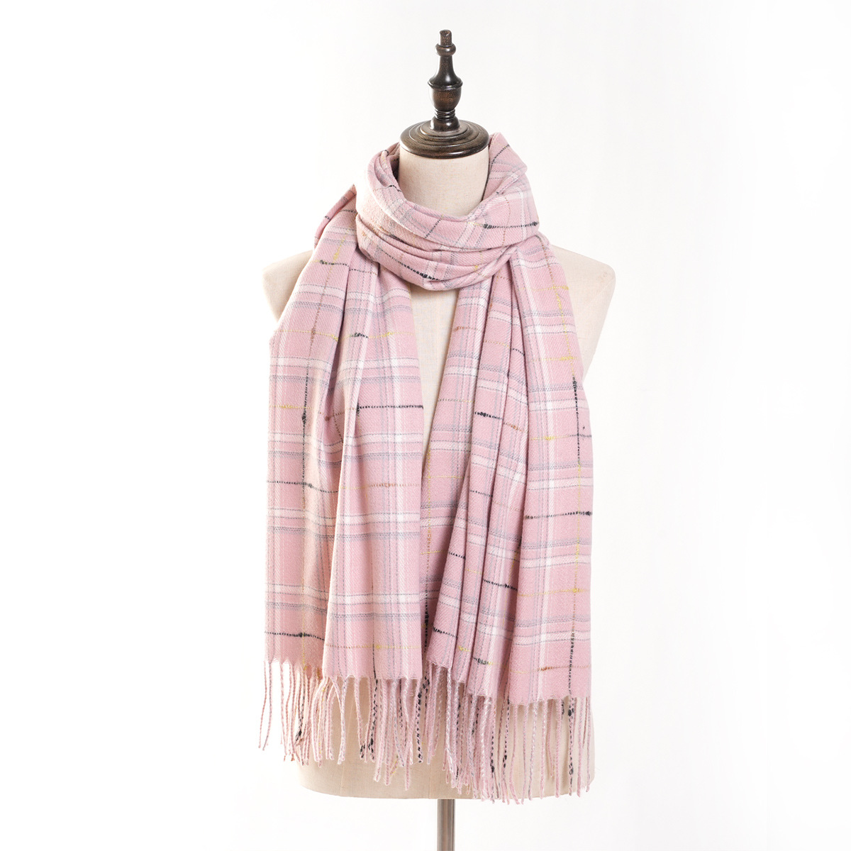 One Generation Hot-Selling New Products Cashmere-like All-Matching Striped Plaid Scarf Artistic Outer Wear Tassel Women's Scarf in Stock