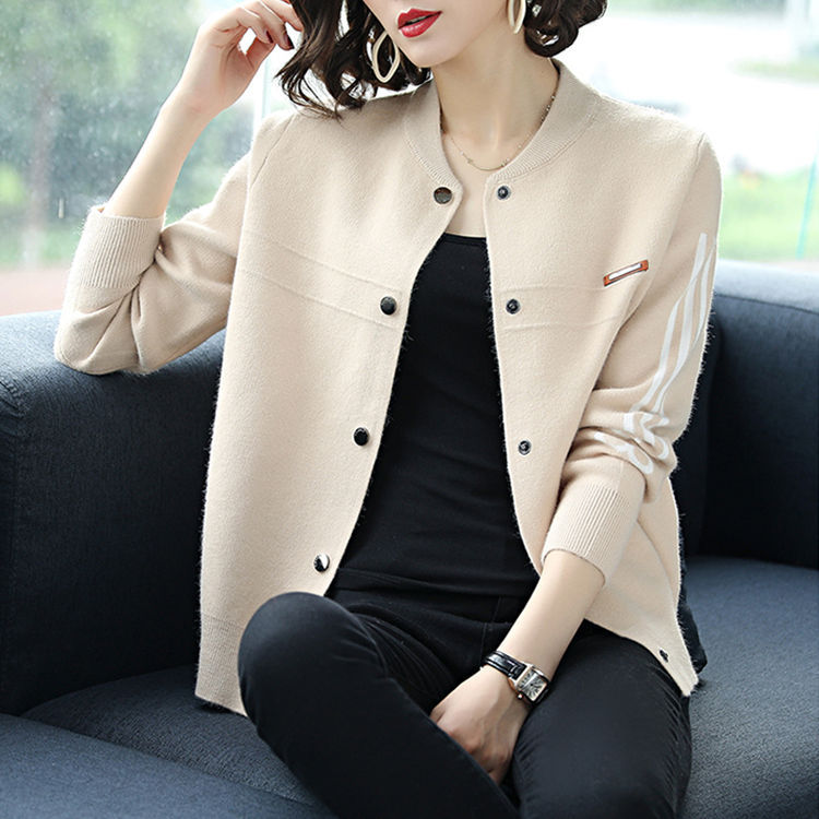 休闲外套女短款春秋装新款韩版毛衣针织开衫宽松时尚小外套女上衣