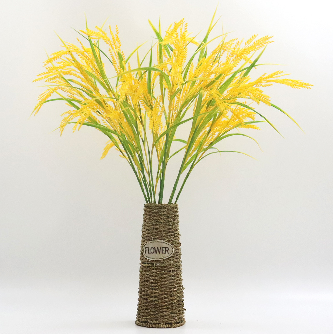 Cross-Border Simulation Plastic Flowers Gold Wheat Harvest Rice Decorative Greenery Decoration Model Barley Props Bouquet