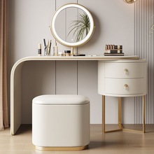 意式梳妆台卧室现代简约小户型收纳柜一体轻奢高级感化妆桌奶油风