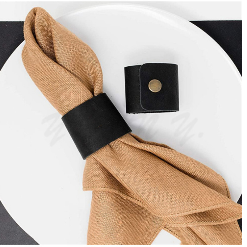 餐巾整理皮环 家用客厅装饰餐巾环 酒店桌面皮质餐巾圈皮扣