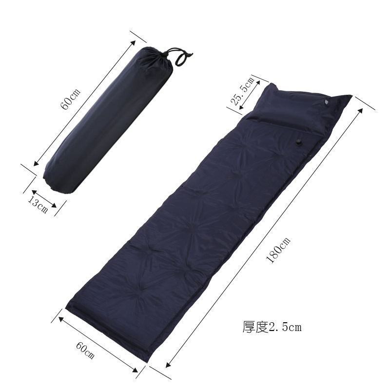 Nine-Point Automatic Inflatable Mattress Outdoor Camping Single Double Stitching Moisture Proof Pad Navy Blue Camping Mattress